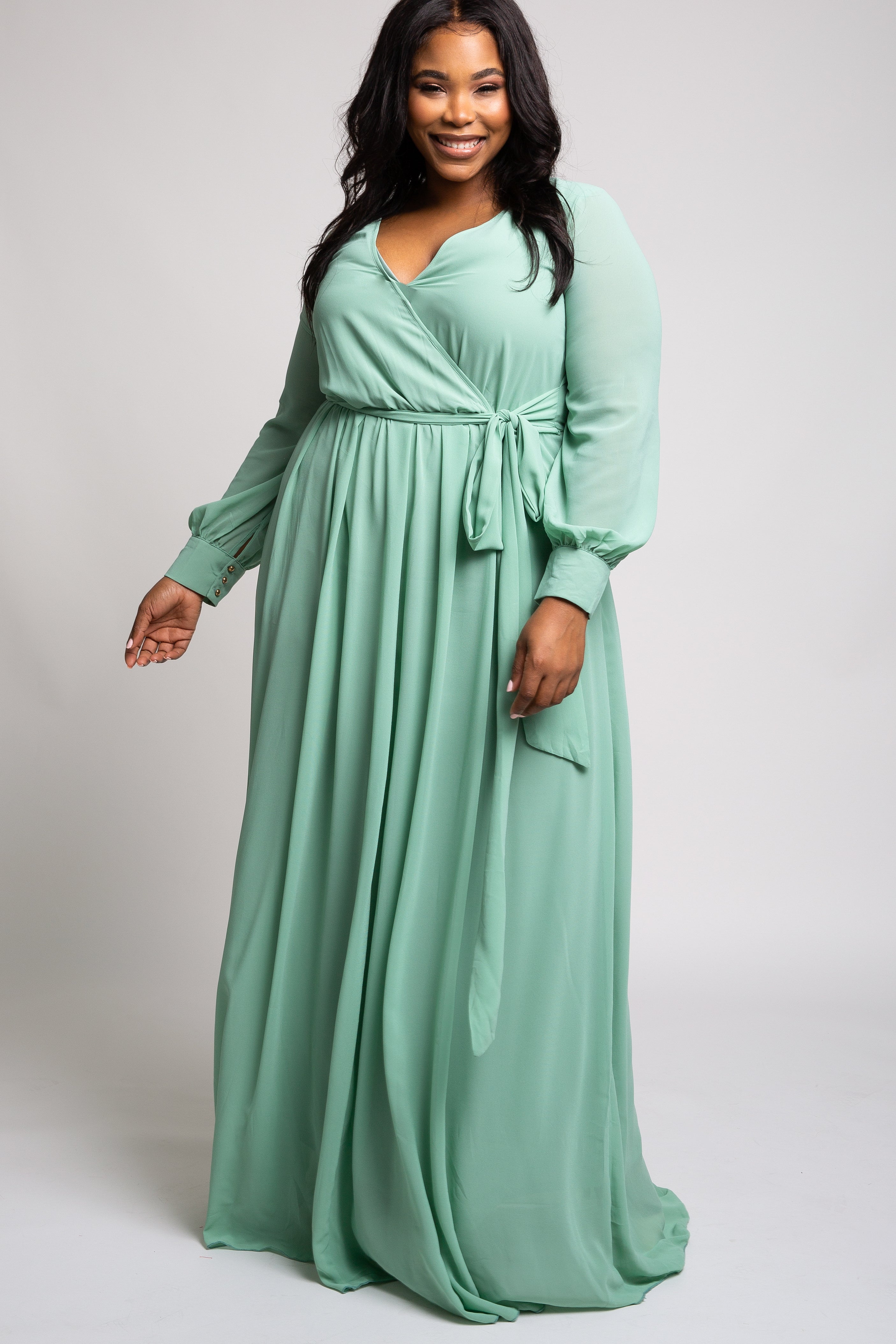 Mint Green Chiffon Plus Maxi Dress ...